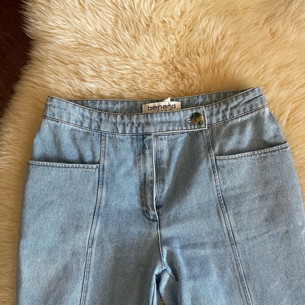 Y2K wide leg flare jeans light wash all cotton denim bare back yoke - Picture 6 of 8